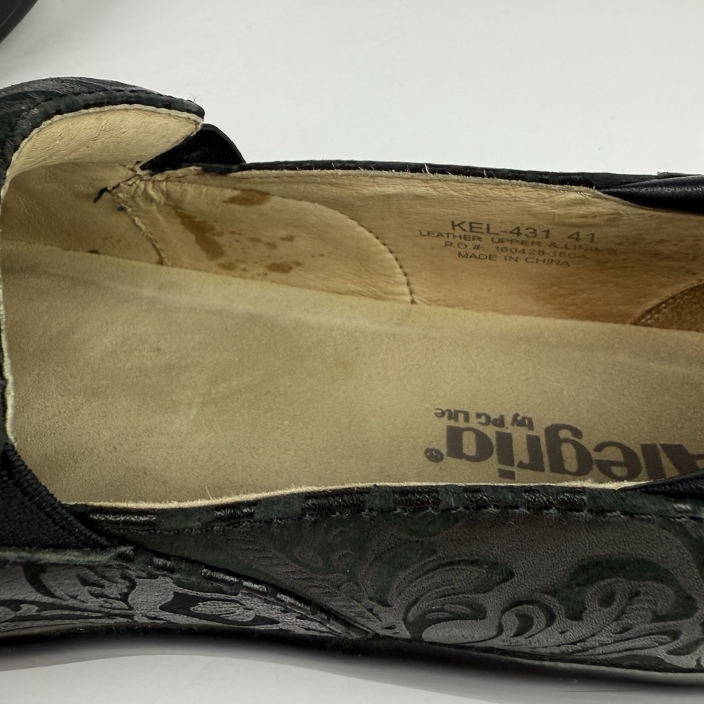Alegria Keli KEL-431 Women Embossed Paisley Black Leather Clog Shoes 41 / 10.5 - Picture 9 of 11
